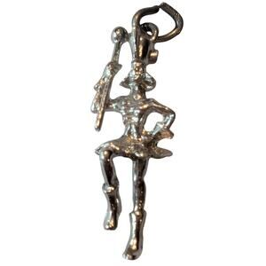 Silver Marching Band Major Leader Girl Charm Pendant 1 1/8 in Tall No Markings